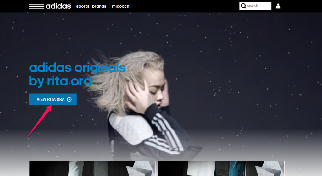 CTA do site da Adidas